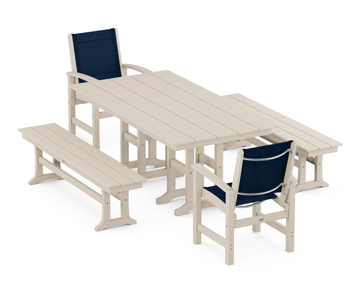 POLYWOOD® Coastal 5-Piece Farmhouse Dining Set