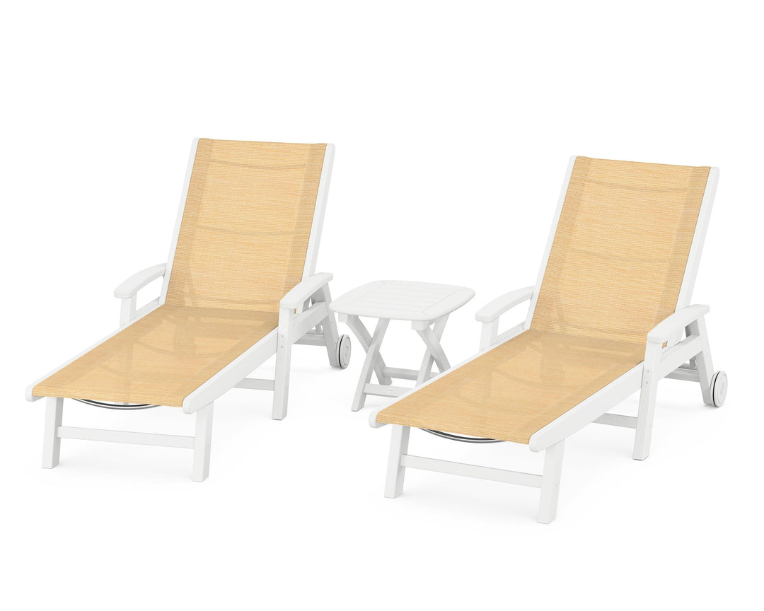 POLYWOOD® Coastal 3-Piece Wheeled Chaise Set