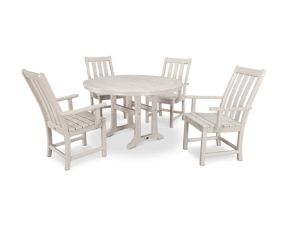 Vineyard 5-Piece Round Dining Set with Trestle Legs