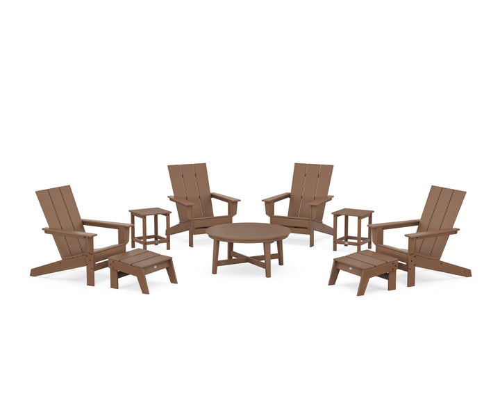 POLYWOOD® Modern Studio Adirondack 9-Piece Conversation Set