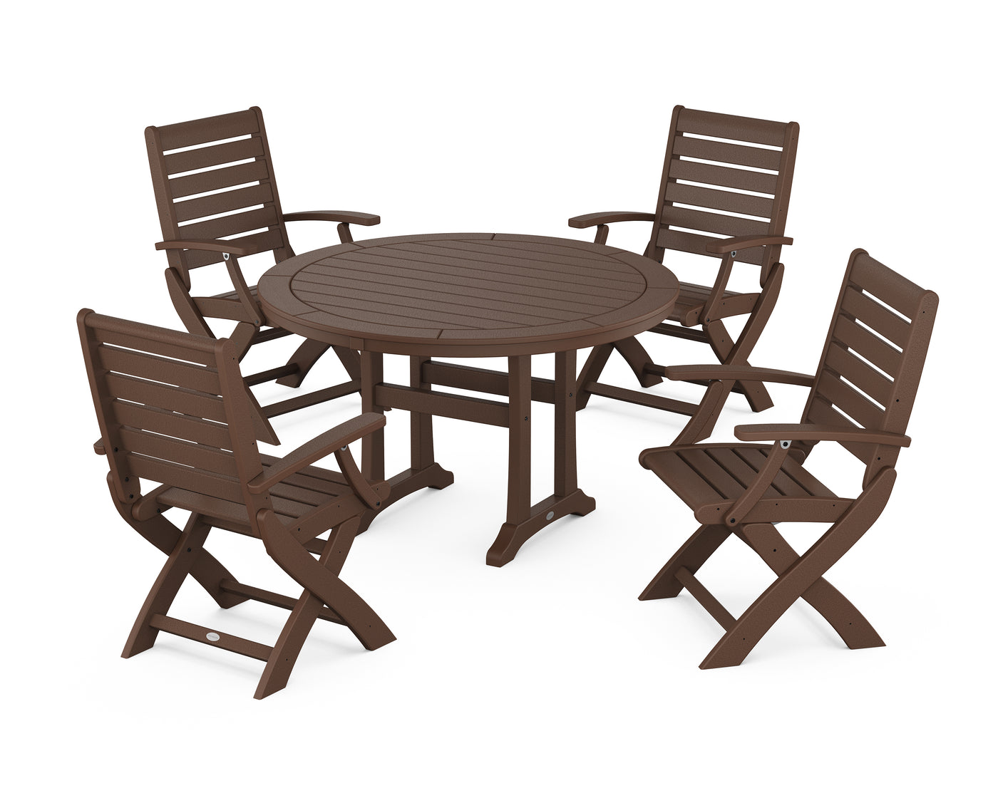 Signature Folding Chair 5-Piece Round Dining Set with Trestle Legs