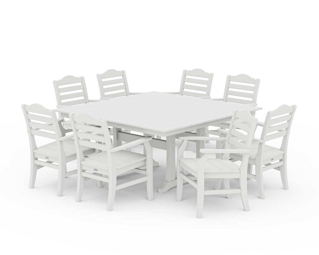 POLYWOOD® Savannah 9-Piece Square Farmhouse Dining Set with Trestle Legs
