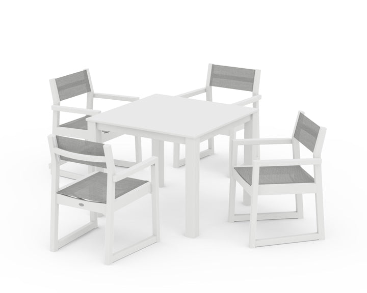 POLYWOOD® EDGE Sling Arm Chair 5-Piece Parsons Dining Set