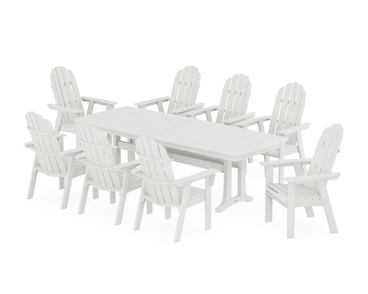 POLYWOOD® Vineyard Curveback Adirondack 9-Piece Dining Set with Trestle Legs