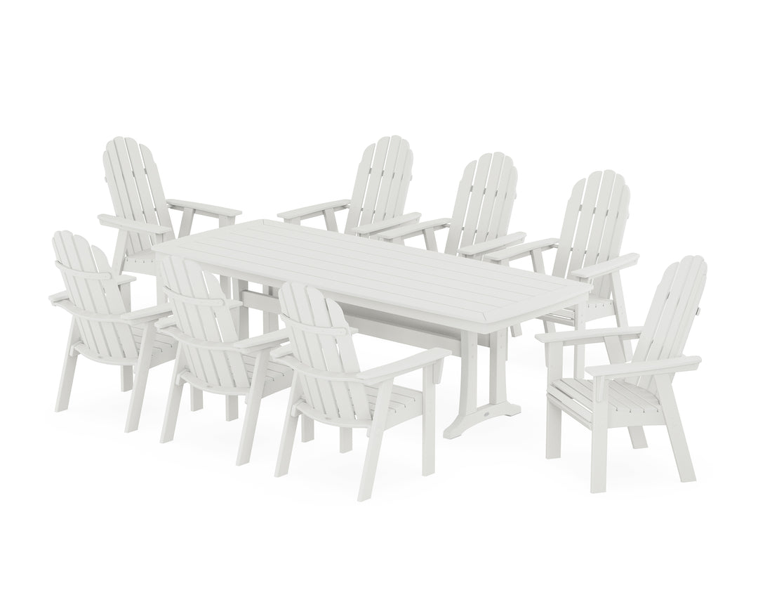 POLYWOOD® Vineyard Curveback Adirondack 9-Piece Dining Set with Trestle Legs