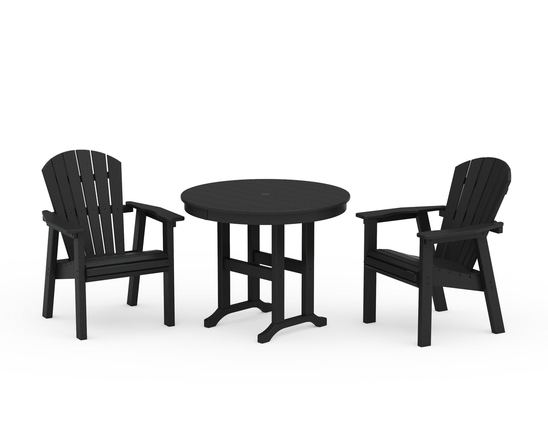 POLYWOOD® Seashell 3-Piece Round Farmhouse Dining Set