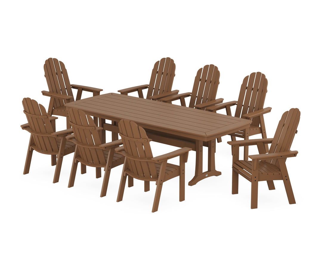 POLYWOOD® Vineyard Curveback Adirondack 9-Piece Dining Set with Trestle Legs