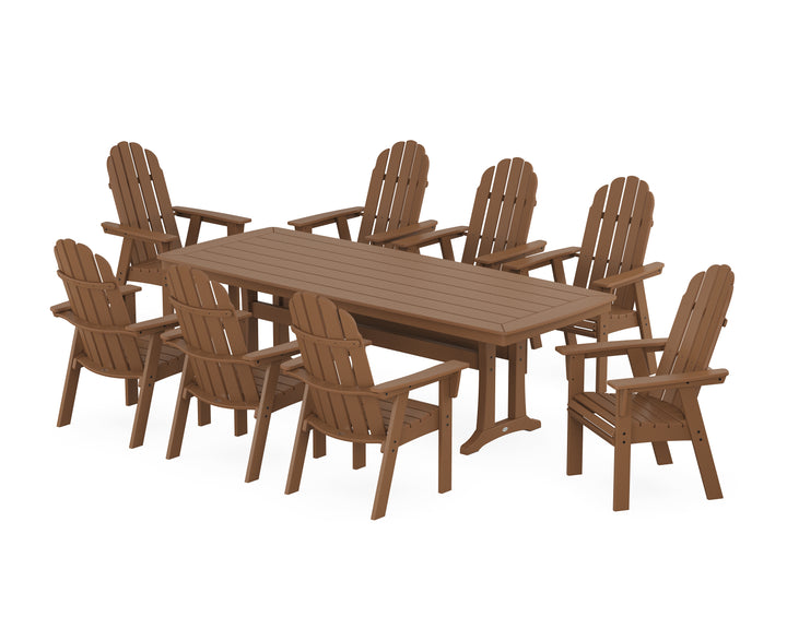 POLYWOOD® Vineyard Curveback Adirondack 9-Piece Dining Set with Trestle Legs