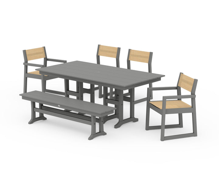 POLYWOOD® EDGE Sling 6-Piece Farmhouse Dining Set