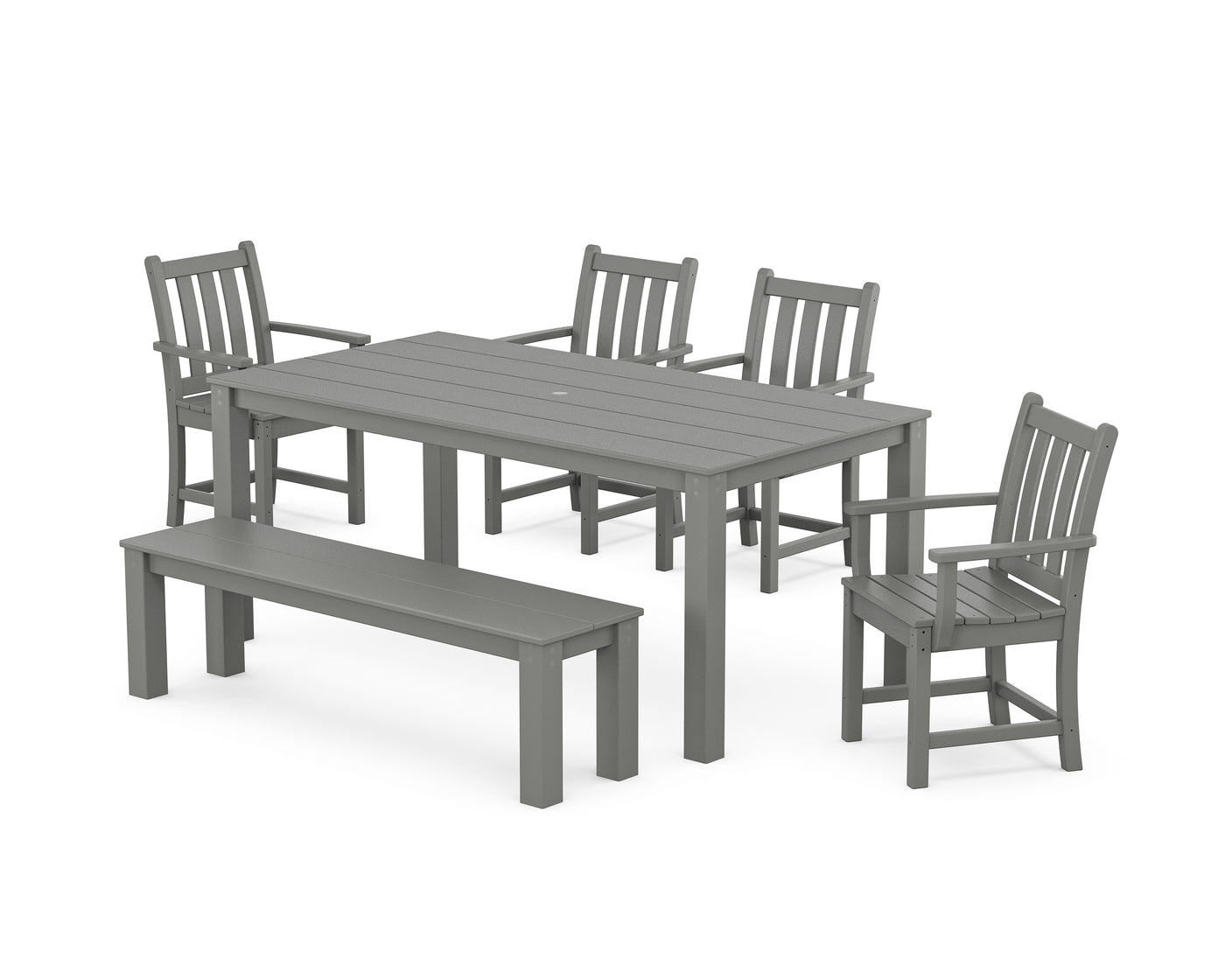 Traditional Garden 6-Piece Parsons Dining Set with Bench