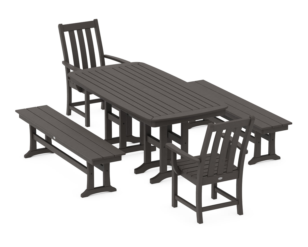POLYWOOD® Vineyard 5-Piece Dining Set with Benches