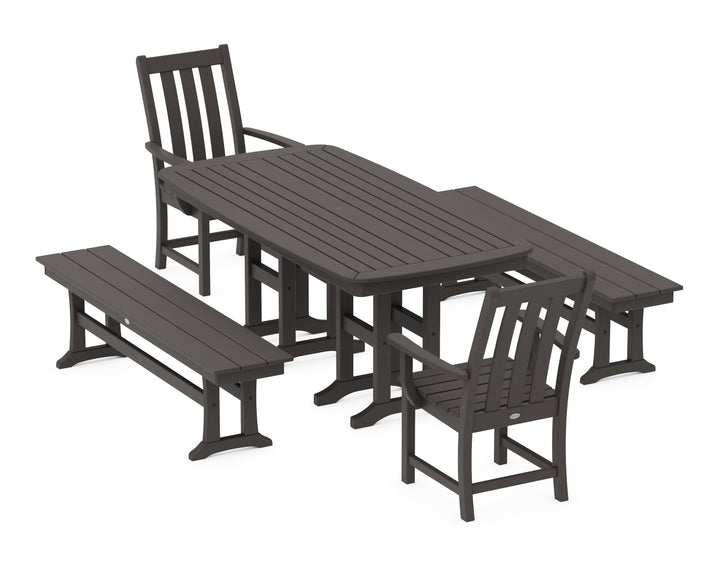 POLYWOOD® Vineyard 5-Piece Dining Set with Benches