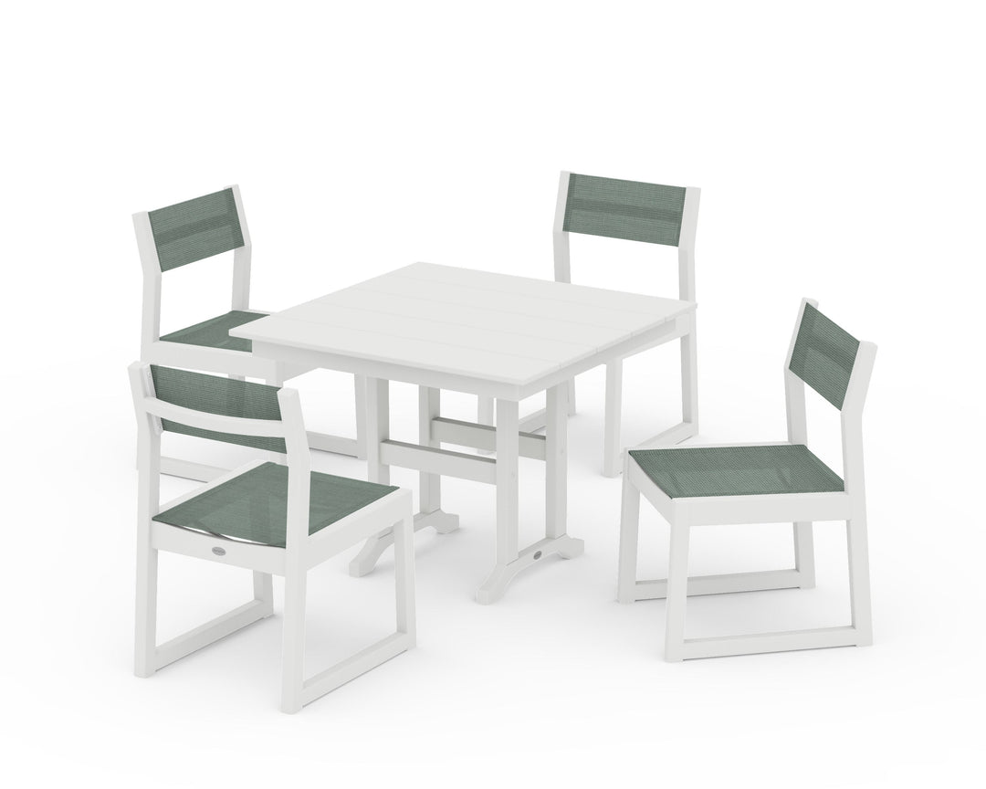 POLYWOOD® EDGE Sling Side Chair 5-Piece Farmhouse Dining Set