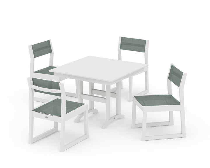 POLYWOOD® EDGE Sling Side Chair 5-Piece Farmhouse Dining Set
