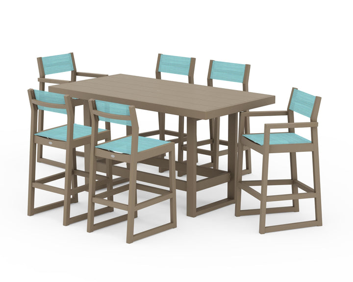 POLYWOOD® EDGE Sling 7-Piece Bar Table Set