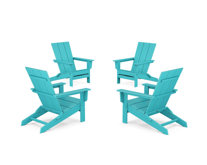 POLYWOOD® 4-Piece Modern Studio Folding Adirondack Chair Conversation Set