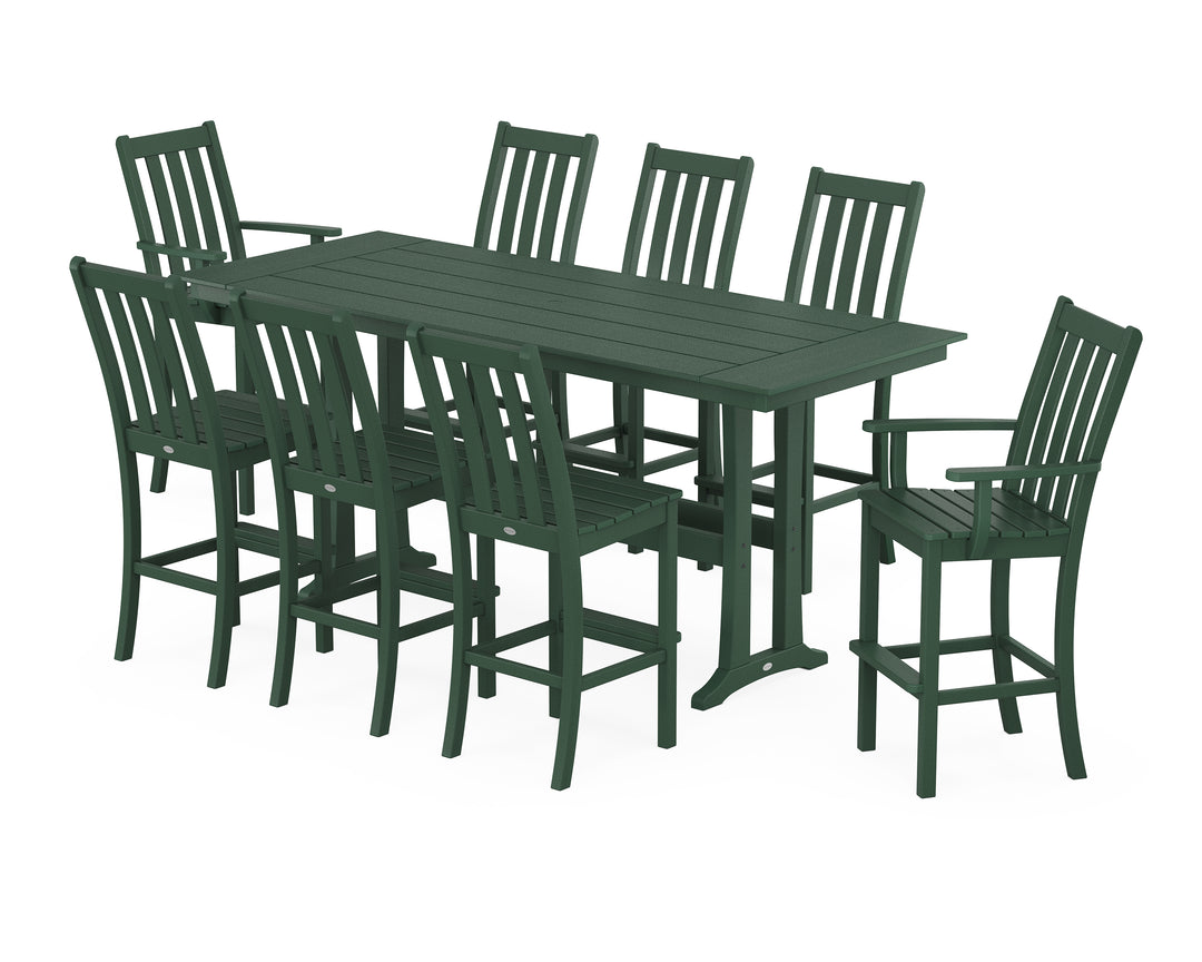 POLYWOOD® Vineyard 9-Piece Farmhouse Bar Set with Trestle Legs