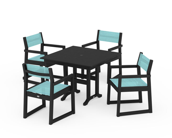 POLYWOOD® EDGE Sling Arm Chair 5-Piece Farmhouse Dining Set
