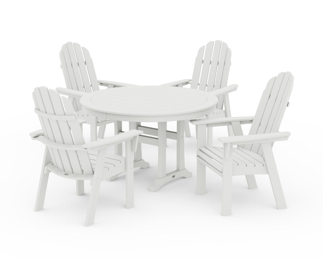 POLYWOOD® Vineyard Curveback Adirondack 5-Piece Nautical Trestle Dining Set