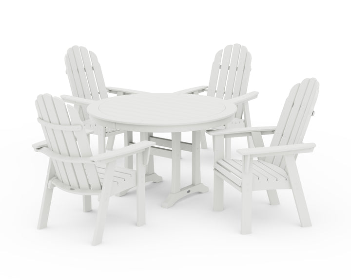 POLYWOOD® Vineyard Curveback Adirondack 5-Piece Nautical Trestle Dining Set