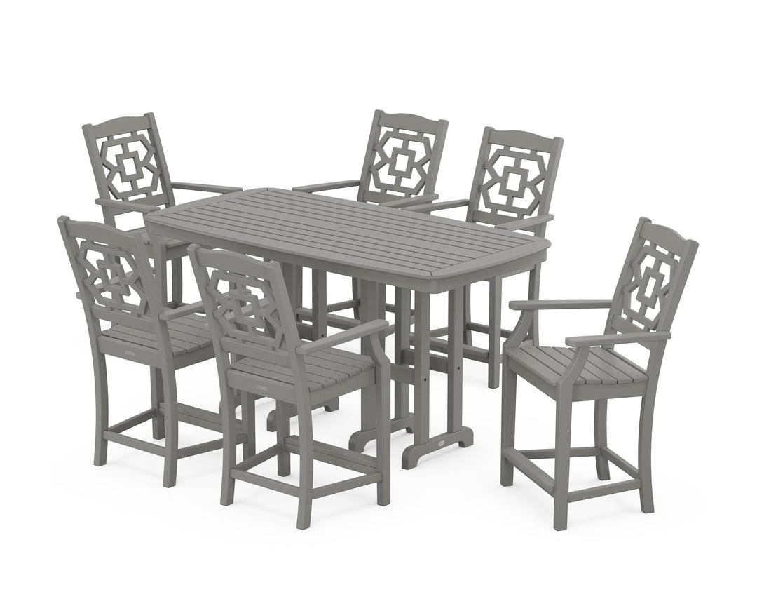 Martha Stewart by POLYWOOD® Chinoiserie Arm Chair 7-Piece Counter Set
