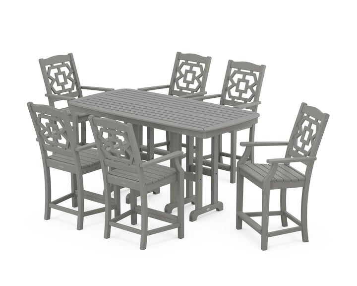 Martha Stewart by POLYWOOD® Chinoiserie Arm Chair 7-Piece Counter Set