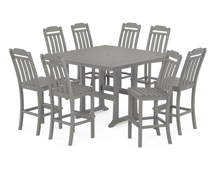 Country Living Cottage 9-Piece Square Side Chair Bar Set with Trestle Legs