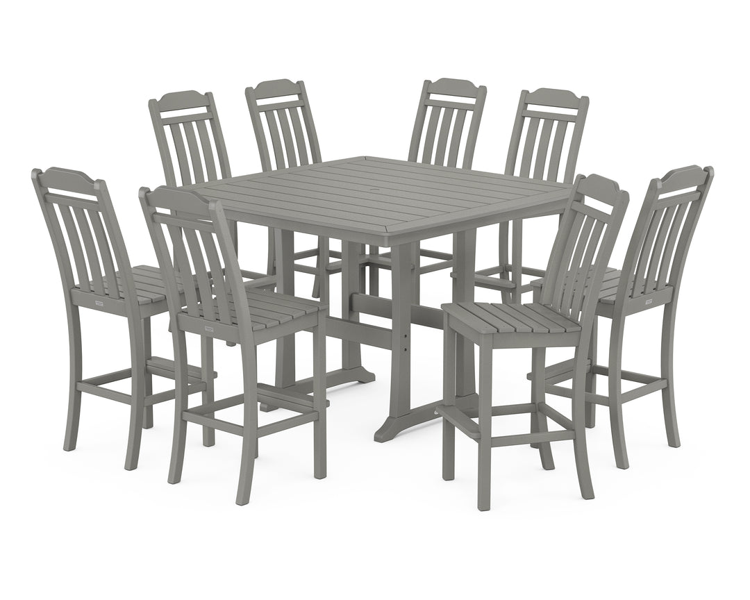 Country Living Cottage 9-Piece Square Side Chair Bar Set with Trestle Legs