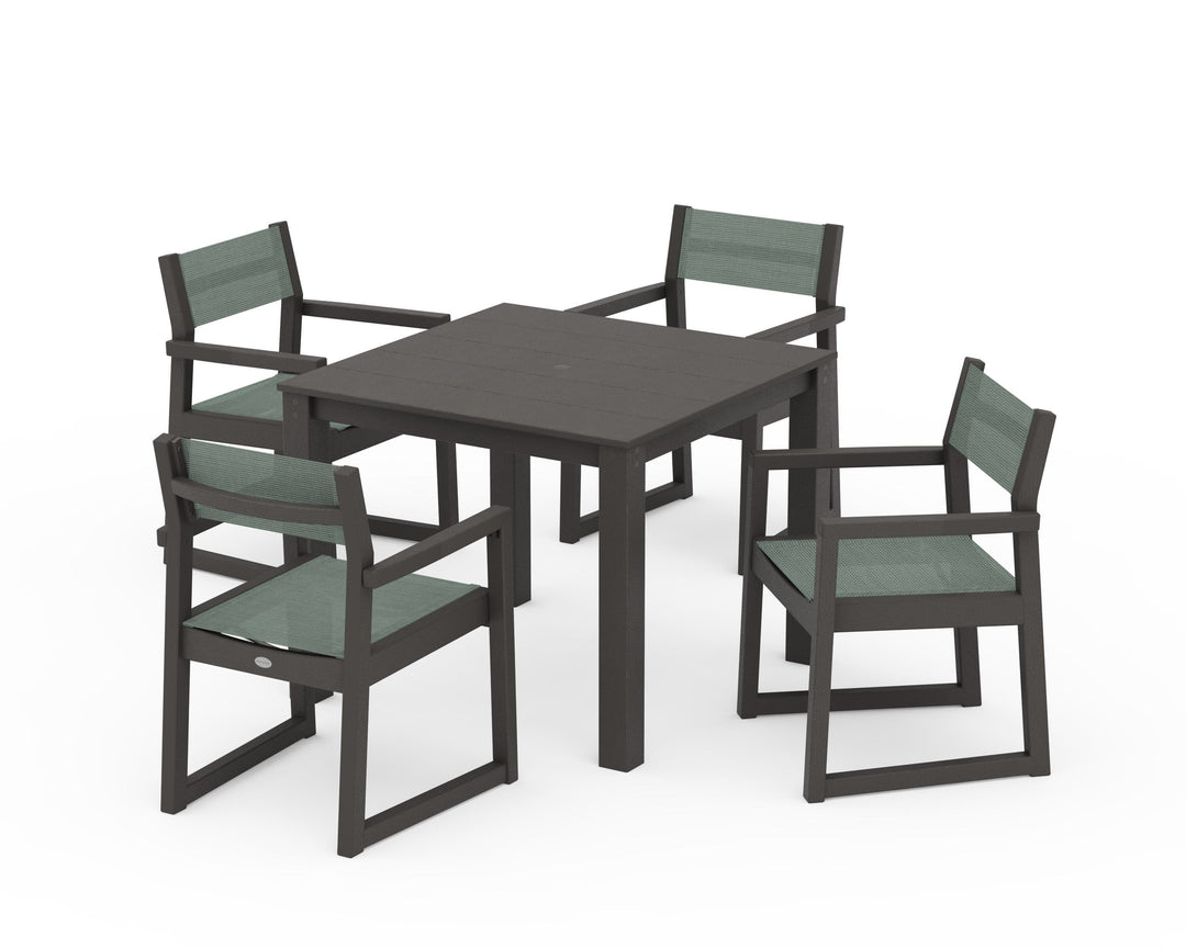 POLYWOOD® EDGE Sling Arm Chair 5-Piece Parsons Dining Set