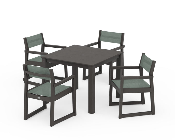 POLYWOOD® EDGE Sling Arm Chair 5-Piece Parsons Dining Set