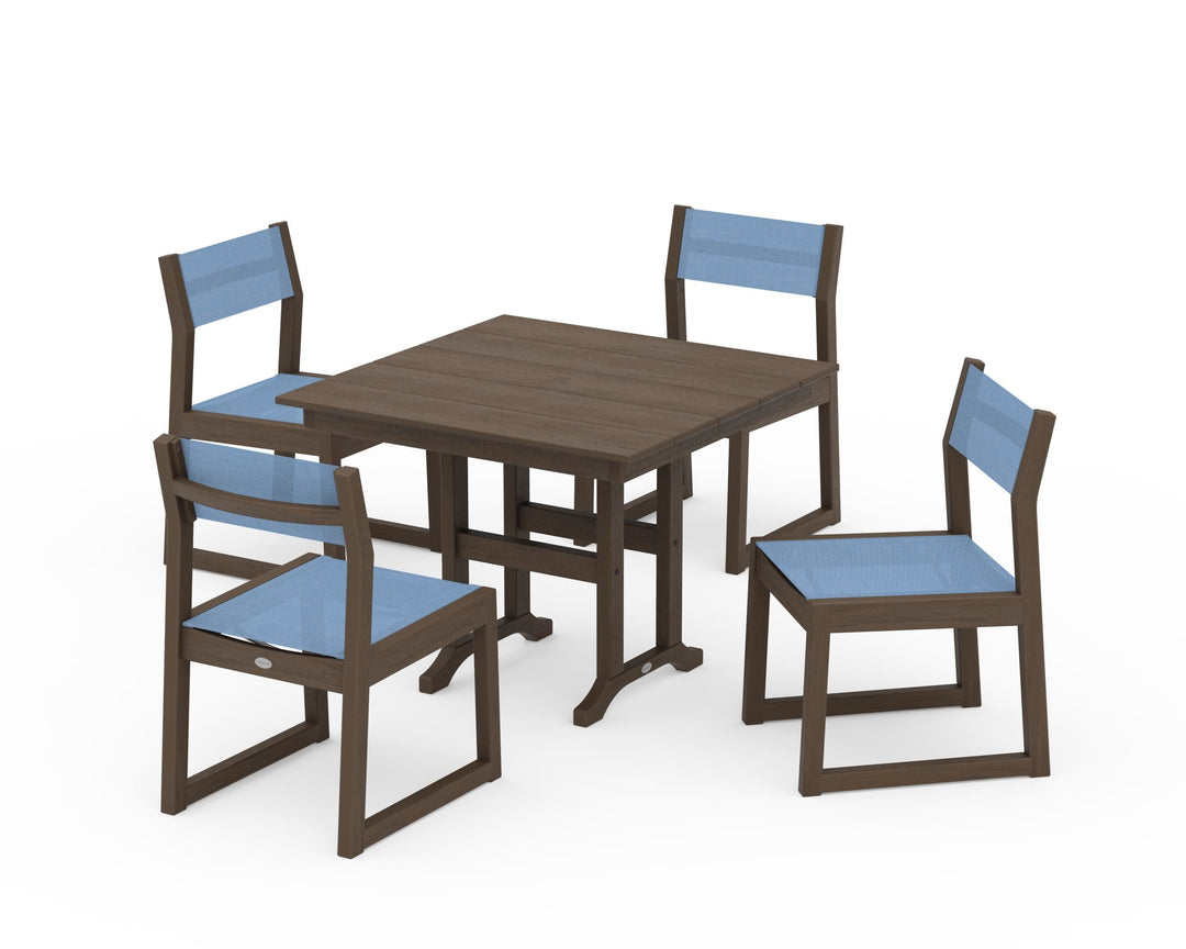 POLYWOOD® EDGE Sling Side Chair 5-Piece Farmhouse Dining Set