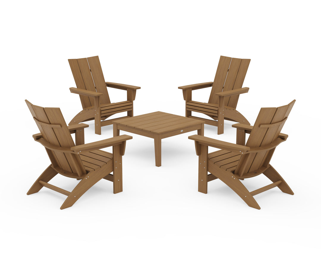 POLYWOOD® 5-Piece Modern Grand Adirondack Chair Conversation Group