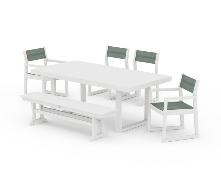 POLYWOOD® EDGE Sling 6-Piece Dining Set with Bench