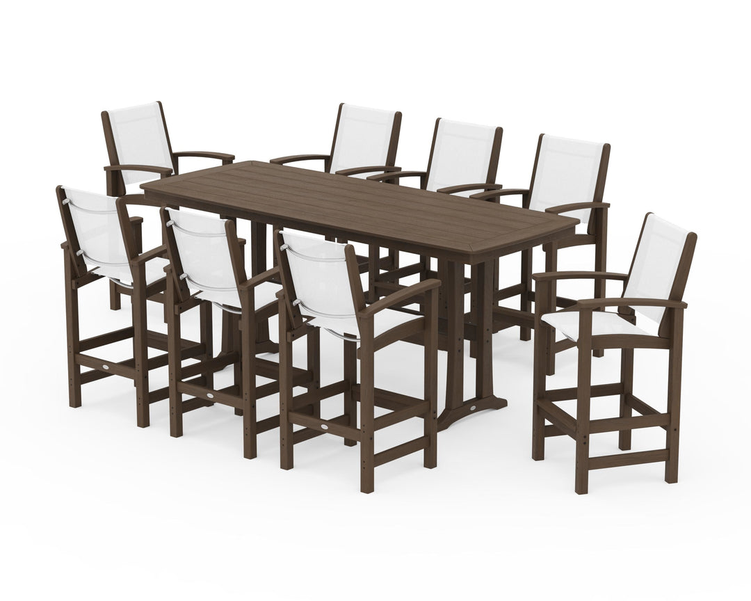 POLYWOOD® Coastal 9-Piece Bar Set with Trestle Legs