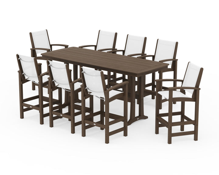 POLYWOOD® Coastal 9-Piece Bar Set with Trestle Legs