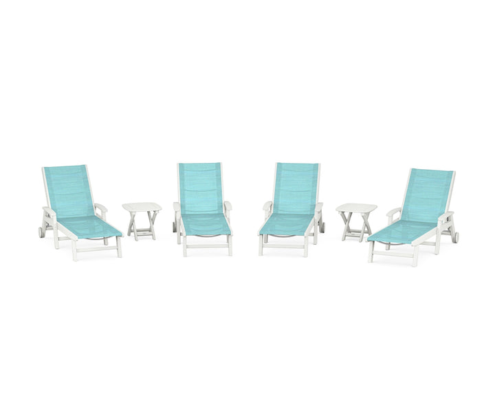 POLYWOOD® Coastal Chaise 6-Piece Set with Wheels