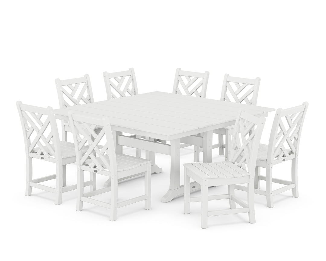 POLYWOOD® Chippendale 9-Piece Farmhouse Trestle Dining Set