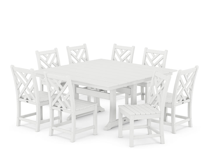 POLYWOOD® Chippendale 9-Piece Farmhouse Trestle Dining Set
