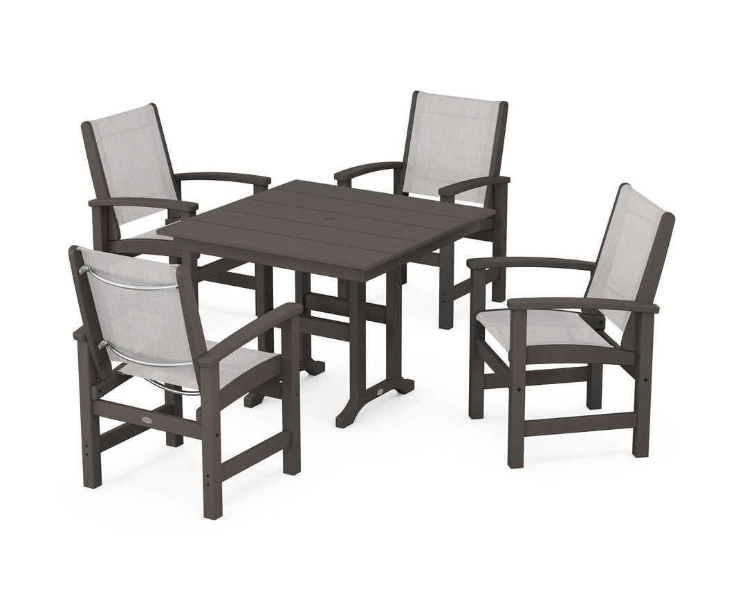POLYWOOD® Coastal 5-Piece Farmhouse Dining Set