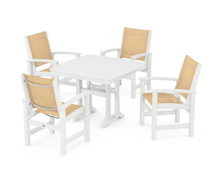 POLYWOOD® Coastal 5-Piece Dining Set with Trestle Legs
