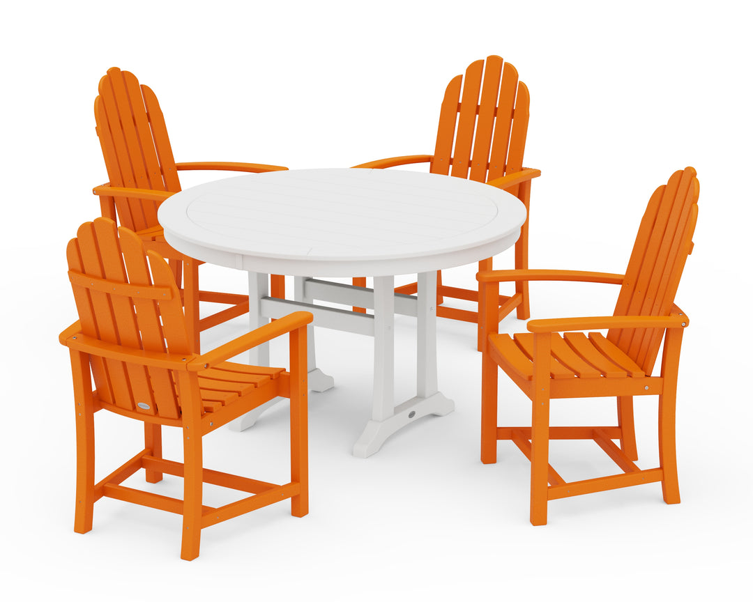 POLYWOOD® Classic Adirondack 5-Piece Round Dining Set with Trestle Legs