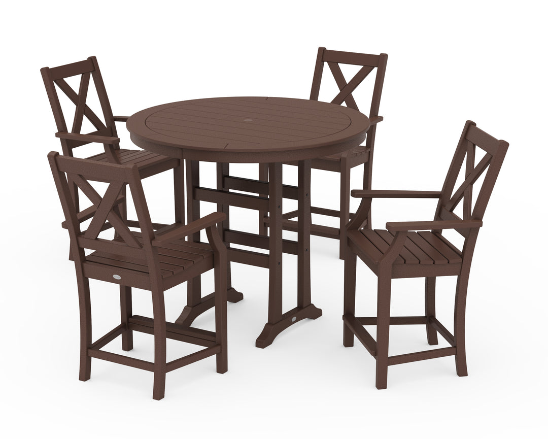 POLYWOOD® Braxton 5-Piece Nautical Trestle Arm Chair Counter Set