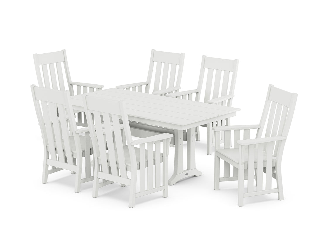 Martha Stewart by POLYWOOD® Acadia Arm Chair 7-Piece Farmhouse Dining Set with Trestle Legs