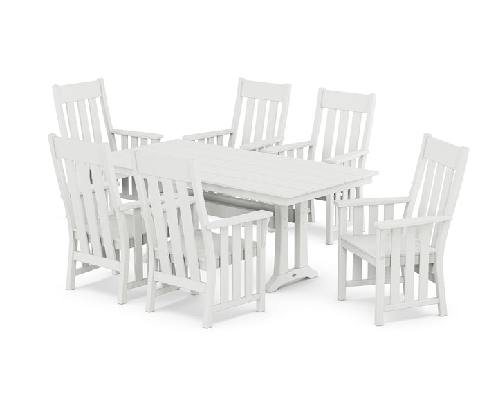 Martha Stewart by POLYWOOD® Acadia Arm Chair 7-Piece Farmhouse Dining Set with Trestle Legs