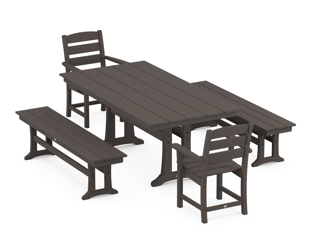 POLYWOOD® Lakeside 5-Piece Farmhouse Dining Set With Trestle Legs