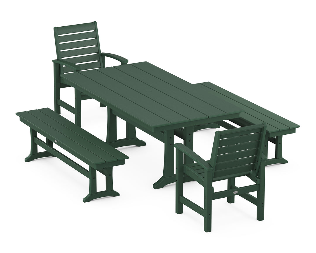 POLYWOOD® Signature 5-Piece Farmhouse Dining Set With Trestle Legs