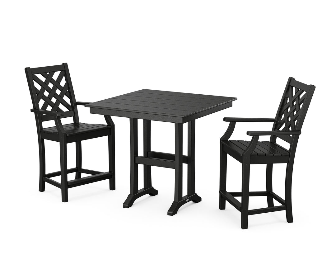 Country Living Wovendale 3-Piece Farmhouse Counter Set with Trestle Legs