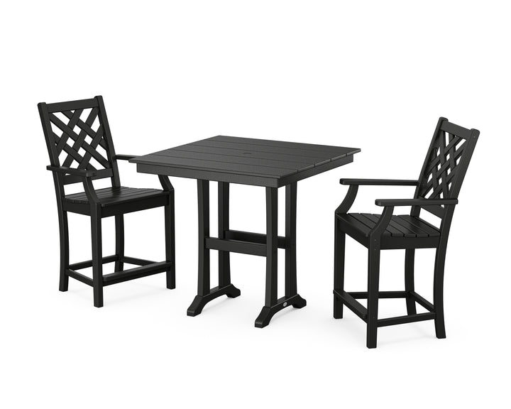 Country Living Wovendale 3-Piece Farmhouse Counter Set with Trestle Legs