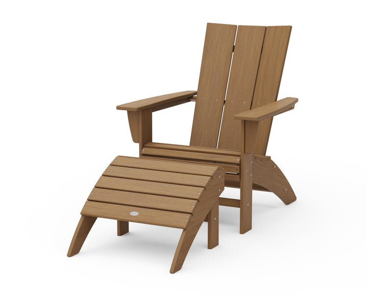 POLYWOOD® Modern Curveback Adirondack Chair 2-Piece Set with Ottoman