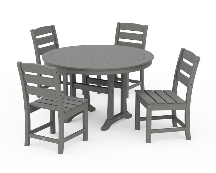 POLYWOOD® Lakeside Side Chair 5-Piece Round Dining Set With Trestle Legs